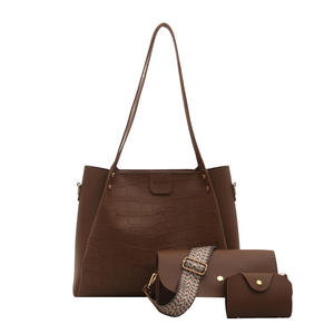 2025 Новая мягкая сумка из искусственной кожи в стиле ретро с узором из крокодиловой кожи большой емкости набор из 3 предметов Сумка для женщин Сумочка с кошельком - Product Image 2