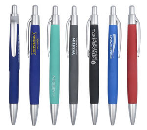 ปากกาลูกลื่นพิมพ์ลาย Bonvada ขายส่ง ของขวัญส่งเสริมการขาย พร้อมโลโก้สั่งทำ หมึกพลาสติกสีดำ/น้ำเงิน หัวปากกา 1.0 มม. - Product Image 1