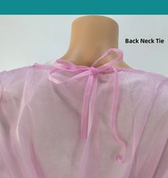 Gaun Isolasi Sekali Pakai Warna Pink, Bernapas, Manset Elastis yang Dapat Disesuaikan, Cocok untuk Salon Kecantikan, Seniman Tato, Pakaian Bersih, Pakai dari Belakang ke Depan
