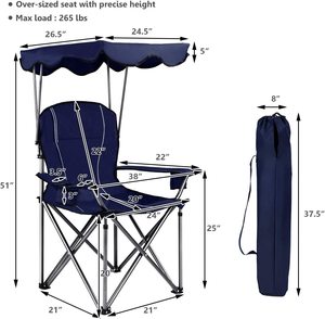 Chaise de <span class=keywords><strong>camping</strong></span> Woqi, chaise pliante d'extérieur pour pelouse avec auvent, sac de transport, porte-gobelet, chaise de <span class=keywords><strong>camping</strong></span> portable robuste pour l'extérieur, moderne - Product Image 6