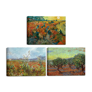 Großhandel Hängende Art Deco Rechteckige Wandkunst Van Gogh Olivenwald/Der Rote Weinberg/Grüne Ähren Weizen Leinwanddrucke Berühmte Gemälde - Product Image 1