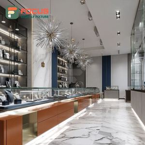 Modern Boutique Jewelry Display Cabinet Tempered Glass Panel Brand Store Display Counter - Product Image 2