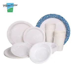 Printon Custom 7" 9" 10" white round square disposable paper plates tableware