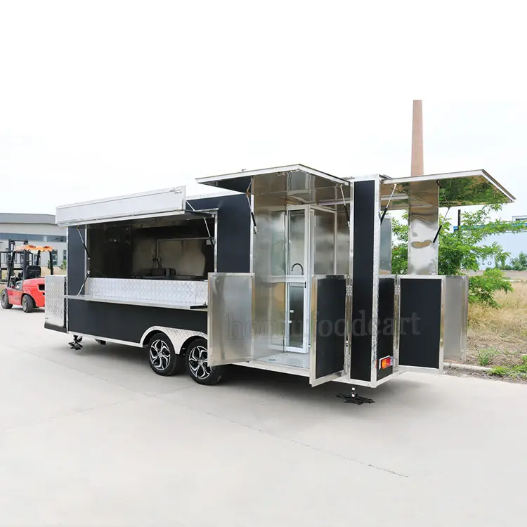 United State Food Truck mit voller Küche Konzession Bbq Food Trailer mit Veranda voll ausgestattete Food Truck Veranda