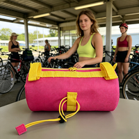 Sac de guidon de vélo en toile imperméable avec logo personnalisé, design baril, rangement intelligent, poches intérieures et latérales