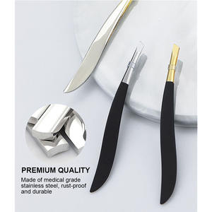 Juego de pinzas para cejas inclinadas al por mayor de Kaigu, herramienta de belleza, depilación de acero inoxidable, extensiones de depilación <span class=keywords><strong>fina</strong></span>, pinzas para pestañas - Product Image 2