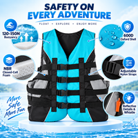 Veste de sauvetage commerciale réglable en Oxford 600D avec mousse NBR, 120-150N, pour rafting en eaux vives, avec bandes réfléchissantes, vente en gros