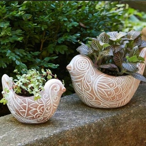 Maceta de mesa pequeña, Material de cemento con forma de pájaro Animal bonito, maceta suculenta para decoración de hogar y jardín - Product Image 3