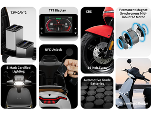 Patinete Eléctrico de Movilidad EEC Potente de 72V 30Ah y Tres Velocidades, Motocicleta Eléctrica de 2 Ruedas, Motor sin Escobillas de 2000W de Alto Rendimiento - Product Image 4