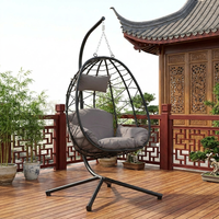 Fauteuils suspendus en forme d'œuf avec bases, fauteuils à bascule intérieurs/extérieurs, fauteuils suspendus en rotin pour patios, fauteuils suspendus en forme de panier