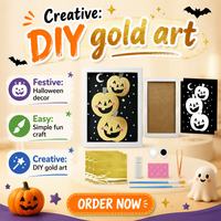 Kit de Peinture DIY Citrouille d'Halloween avec Feuille d'Or, Outil en Plastique, Jouet Éducatif pour Enfants, Créez Votre Propre Art en Feuille d'Or, Ensemble d'Artisanat Fait Main, À partir de 7 Ans