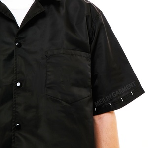 Custom High Quality <b>Mens</b> Crop Top Boxy Fit Button <b>Collar</b> <b>Shirt</b> Oversized Sweat Nylon Short Sleeve Polo Button Nylon <b>Shirts</b> - Product Image 4