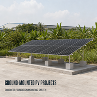 Structure de support de module photovoltaïque sur base en béton, système de montage au sol en aluminium pour projets solaires