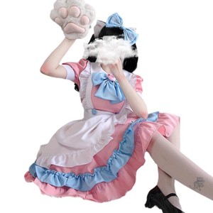 Disfraz de Sirvienta Rosa con Lazo, Vestido Lolita Adorable, Atuendo de Cosplay para Fiesta y Actuación - Product Image 1