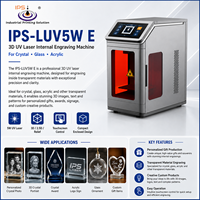 Machine de gravure 3D interne IPS-LUV5W E, laser UV 5W pour la gravure de cristaux, d'acryl, de verre, de produits personnalisés, de photos