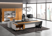 Nouvelle conception de table de direction moderne en bois avec armoire latérale et pieds en acier inoxydable pour mobilier de bureau