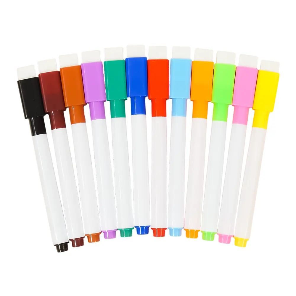 Magnetic Whiteboard Pen Erasable Dry White Board Marcadores Ímã Construído Em Borracha Material Escolar Escritório