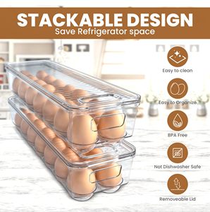 Clear Stackable PP <strong>Egg</strong> Containers 14-<strong>Egg</strong> Holders for Refrigerator Storage Convenient Bins for Fridge Organization Food Storage - Product Image 4