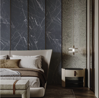 Papier peint autocollant moderne imperméable en PVC noir mat effet marbre, 122 cm x 50 m, pour chambre, hôtel, cuisine, salon