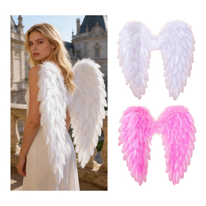 <span class=keywords><strong>Ali</strong></span> da Fata Bianche e Rosa per Donna e Ragazza, Costume <span class=keywords><strong>di</strong></span> Halloween, <span class=keywords><strong>Ali</strong></span> <span class=keywords><strong>di</strong></span> Angelo in Piume Naturali con Cinghie Elastiche - Vendita all'Ingrosso - Product Image 1