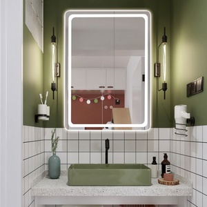Miroir de salle de bain LED carré moderne, éclairage intégré, nouveau, étanche, anti-buée, écran tactile intelligent, miroir rectangulaire avec lumière - Product Image 3