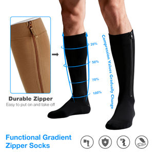 Calcetines de compresión con cremallera para mujer y hombre, 20-30 mmHg, calcetín de soporte hasta la rodilla con punta cerrada para edema y venas varicosas, venta al por mayor - Product Image 1