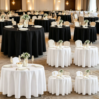 Nappe en polyester noir et blanc, ronde 120 pouces, rectangulaire 120x60, 120x70, pour mariage, banquet, hôtel, fête