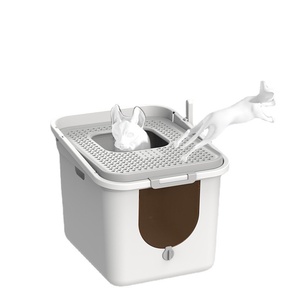 Caja de arena para gatos de plástico Biko, kit de entrenamiento, rectangular, cerrada, con gran espacio oculto, duradera, control de olores, fácil de limpiar, ¡la más vendida! - Product Image 4