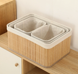 Juego de 4 Cestas de Almacenamiento Plegables de Bambú, de un Solo Nivel, Tipo Vertical, Ecológicas, Duraderas, Organizador de Ropa, Ropa de Cama, Joyería - Product Image 2