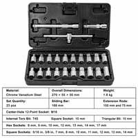 Jeu de douilles de vidange d'huile 23 pièces en acier au chrome-vanadium, entraînement 3/8 pouces, kit d'outils de démontage du bac à huile de transmission