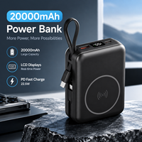 Chargeur sans fil magnétique Qi2.0 20000mAh, charge rapide PD 22.5W, batterie externe avec écran LCD, V0 ignifuge, avec câble Type C intégré, OEM