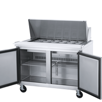 Réfrigérateur de préparation de salades pour restaurant commercial haut de gamme DSP48-18M/12 Porte simple Méga Top Acier inoxydable