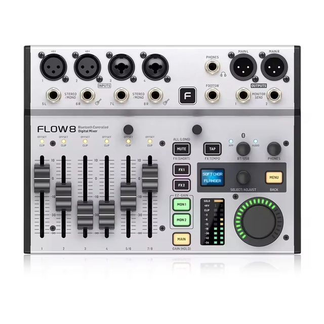 Flow 8 Digital 8-Channel Sound Mixer with XLR Input/Output Mono Audio Output Metal and Plastic PA System
