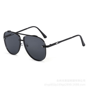 Aviator Sunglasses Men Metal <b>Frame</b> <b>Black</b> UV400 Protection Class 2 Sunshades Fashionable Double Bridge Half Rim - Product Image 5