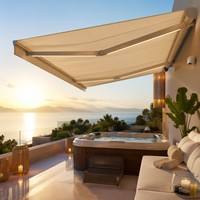 Auvent de jardin de luxe en aluminium de qualité commerciale, entièrement en cassette, avec télécommande, anti-UV, pour zone de détente au bord de la piscine