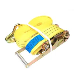 3 inch Polyester cargo lashing ratchet tie down strap ratchet belt with double J hook ratchet strap