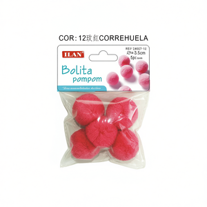 Iln <b>Wool</b> Pompom 3.5Cm Fuchsia Correhuela <b>Craft</b> Decor - Product Image 2
