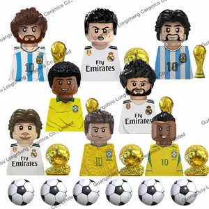 Figuras de acción de jugador de fútbol TV6501 estrella Messi Ronaldo Bale Benzema Neymar Modric Mini bloques de construcción desconcertados juguetes para niños