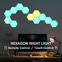 현대식 플라스틱 RGB 육각 패널 네온 야간 조명 USB 퀀텀 LED 터치 변환 허니콤 조합 침실 호텔 벽 DIY