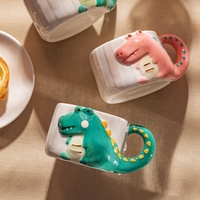 Tasse à eau, lait ou petit-déjeuner pour enfants en céramique mignonne, motif de petit crocodile en relief, sans danger pour les aliments, pour la maison