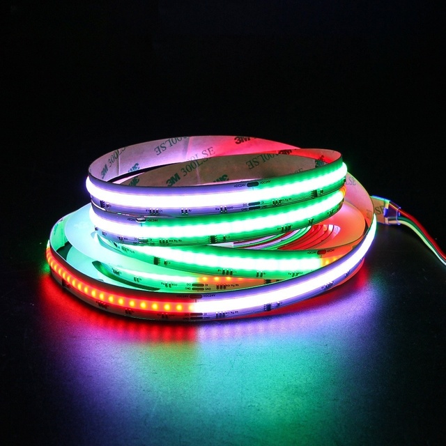 12/24V COB Chip LED Strip Addressable RGB RGBW Pixel Tape Black FPCB RGBIC Cuttable Copper Lamp Body 5m Length