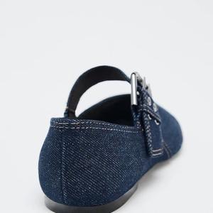 2026 <span class=keywords><strong>Ballerine</strong></span> da donna in denim blu tinta unita <span class=keywords><strong>con</strong></span> <span class=keywords><strong>fibbia</strong></span> leopardata, comode, a punta chiusa, <span class=keywords><strong>con</strong></span> soletta, <span class=keywords><strong>scarpe</strong></span> alla moda - Product Image 3