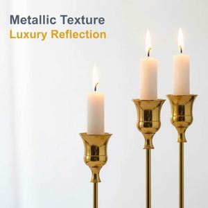 Romadedi – Ensemble de 6 bougeoirs décoratifs en métal doré brillant pour cheminée, manteau de cheminée, table à manger, mariage, maison - Product Image 4