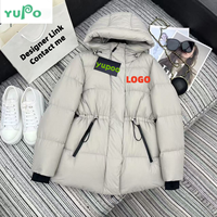 Vêtements de marque célèbre en gros, manteau pour femme de qualité supérieure, veste en duvet de créateur, il y a un logo sur le devant.