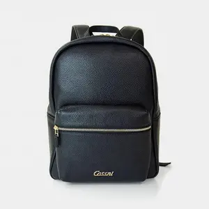 Custom Logo Laptop Backpack Bag Fashion Black Soft Leather Back pack School Mens Backpacks