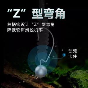 Hameçon Chuan Pin She Crank Jig Head renforcé à tête large et barbelé pour la pêche au bar en eau douce en rivière - Product Image 5