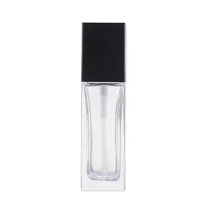 Garrafa de fundação líquida de emulsão, alta qualidade, luxo, 15ml, 20ml, 30ml, 40ml, quadrado, transparente, garrafa de fundação líquida