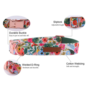 Pet Supplies <strong>Designer</strong> Luxury Custom Leather <strong>Dog</strong> <strong>Collar</strong> and Leash Set Puppy <strong>Collar</strong> Flower Nylon Metal Buckle - Product Image 3