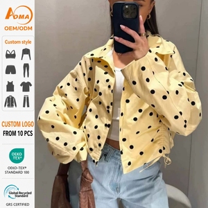 Veste décontractée à pois avec cordon de serrage Aoyema, short matelassé style motard, manteau décontracté vintage sexy à manches longues pour <span class=keywords><strong>femme</strong></span> - Product Image 1