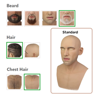 Masque masculin en silicone artificiel Tête de jeune homme en silicone véritable pour visage humain Cosplay Crossdressing Party Transgender Movie